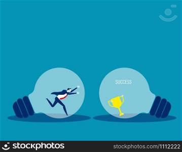 Businessman trying to break out of his zone to success. Concept business vector illustration.