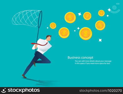 businessman trying to catch money business concept