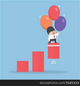 Businessman use balloon to pulled up the graph, VECTOR, EPS10