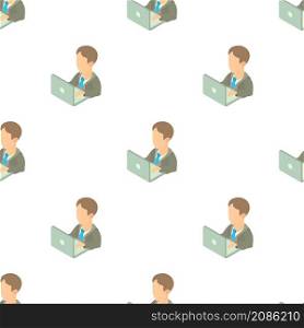 Businessman using his laptop pattern seamless background texture repeat wallpaper geometric vector. Businessman using his laptop pattern seamless vector