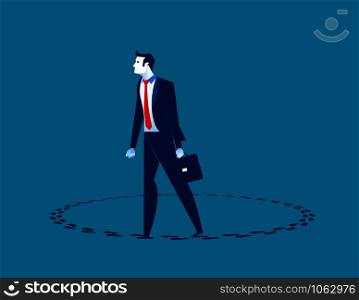 Businessman walking in circle. Concept business vector illustration.