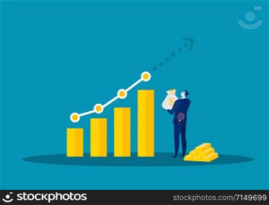 Businessman Watch graph for Analyze growth Market Graph Chart Stock Vector Illustration.