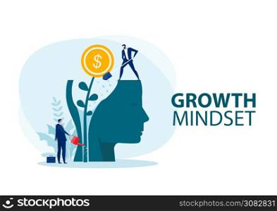businessman Water the plants money think for growth mindset concept vector