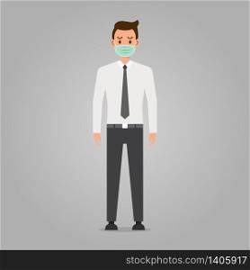 Businessman wearing surgical mask. healthcare and prevention.