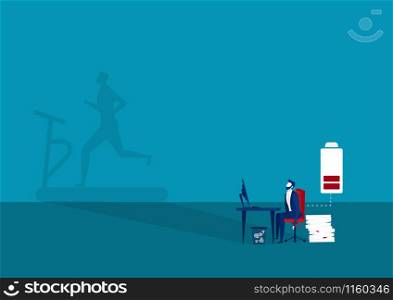 businessman wish exercise after hard work for add full energy ,Business concept of workload and energy balance