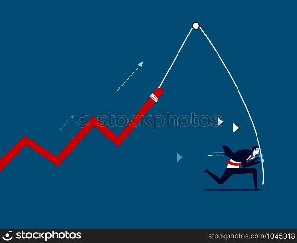 Businessman with a growing chart. Concept business strategy vector.