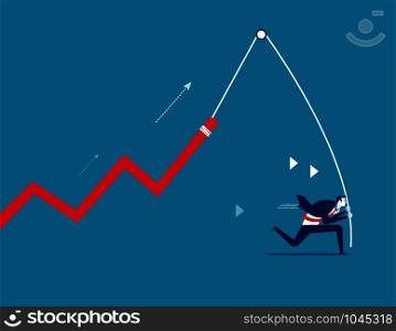 Businessman with a growing chart. Concept business strategy vector.