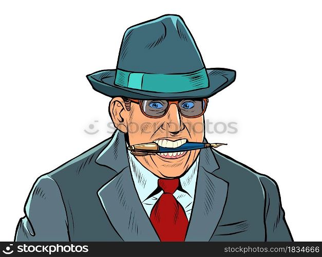 Businessman with a pen in paper art style on white background. Business success concept. Vector corporate background. Vector design. Vector isolated object. pop art retro vector illustration kitsch vintage drawing 50s 60s style. Businessman with a pen in paper art style on white background. Business success concept. Vector corporate background. Vector design. Vector isolated object