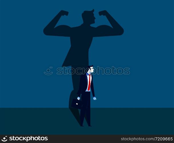 Businessman with a shadow and career strength. Concept business illustration. Vector character and abstract.