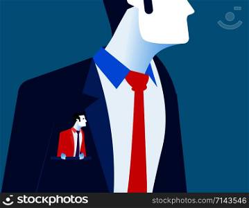 Businessman with another businessmen in pocket. Concept business vector illustration.