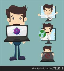Businessman with computer , eps10 vector format