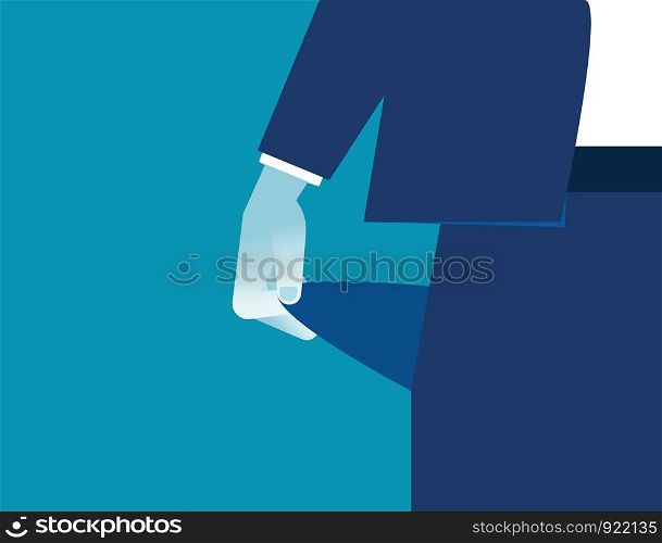 Businessman with empty pocket. Concept business body part vector illustration. Vector cartoon character flat