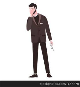 Businessman with facepalm gesture. Headache, disappointment or shame sad stressed face. Businessman with facepalm gesture. Headache, disappointment or shame sad stressed face, worry disappointed expression. Cartoon style vector illustration isolated