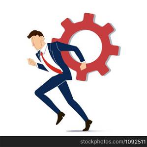 businessman with gear to success concept vector