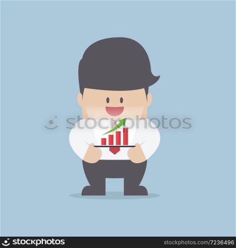 Businessman with growth graph on a tablet, VECTOR, EPS10