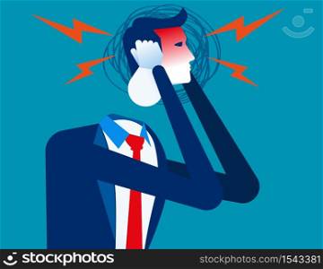 Businessman with headache. Concept business vector, Anger, Pressure.