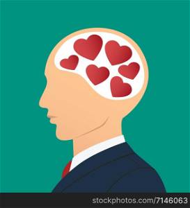 Businessman with heart icon in head