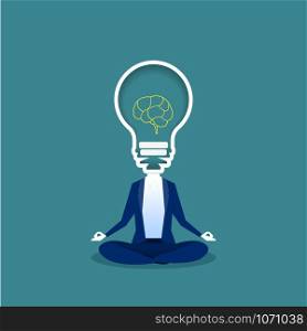 Businessman with idea bulb head on white background.
