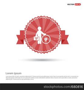 Businessman with idea icon - Red Ribbon banner