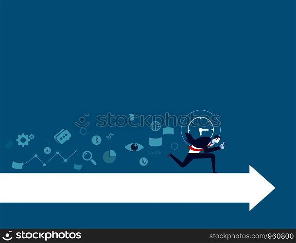 Businessman with innovation of smartphone. Concept buisness technology illustration. Vector.
