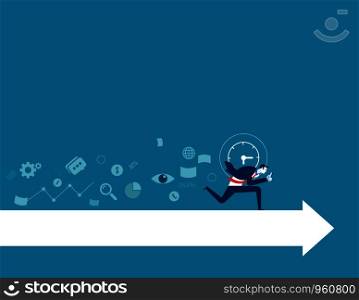 Businessman with innovation of smartphone. Concept buisness technology illustration. Vector.