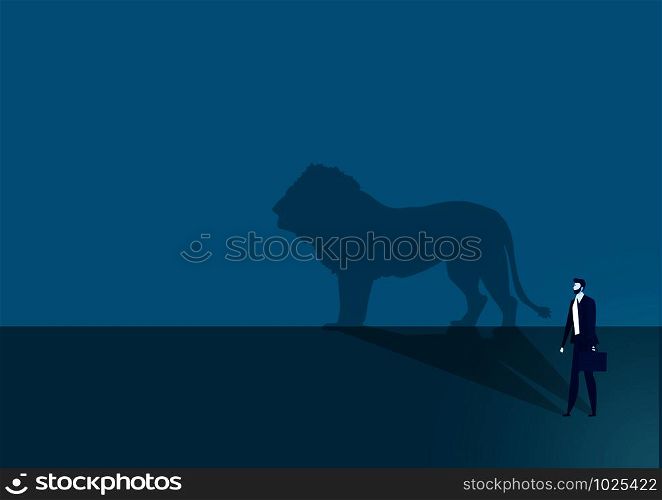 businessman with lion shadow background leadership concept vector.