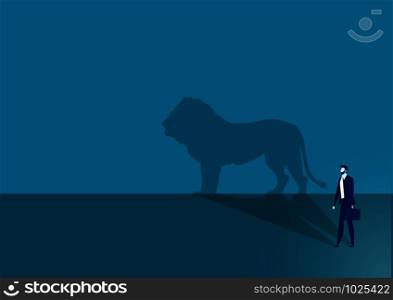 businessman with lion shadow background leadership concept vector.