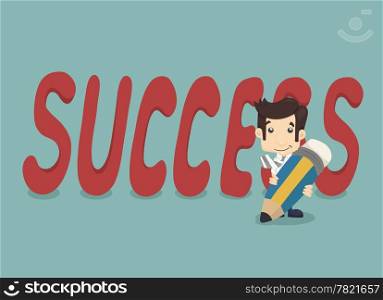 Businessman with pencil writing success , eps10 vector format