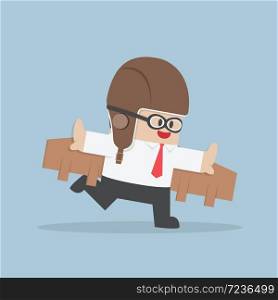 Businessman with pilot goggles and toy wings, VECTOR, EPS10