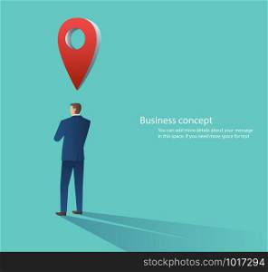 businessman with pin location icon , big map pointer vector illustration