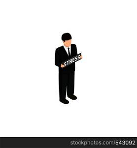 Businessman with stress problems icon in isometric 3d style isolated on white background. Man with stress problems icon, isometric 3d style