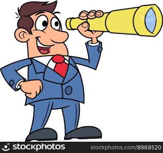 Businessman with telescope 2 vector image