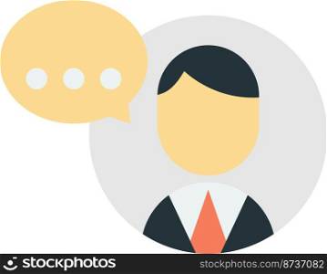 businessman with text box illustration in minimal style isolated on background