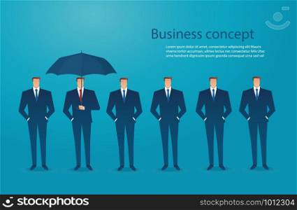 businessman with umbrella protection concept background vector illustration eps10