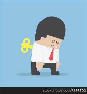 Businessman with wind-up key in his back, VECTOR, EPS10