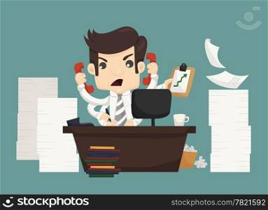 Businessman work hard and busy , eps10 vector format