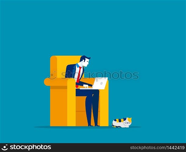 Businessman working at home. Concept business vector, Freelance, Working At Home, Home office.