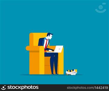 Businessman working at home. Concept business vector, Freelance, Working At Home, Home office.