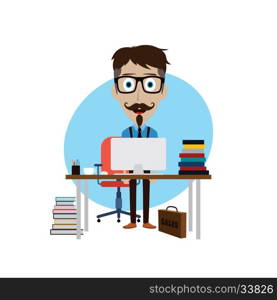 businessman working behind office desk. businessman working behind office desk vector art