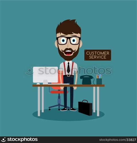 businessman working behind office desk. businessman working behind office desk vector art