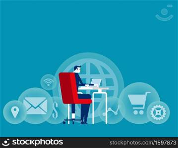 Businessman working. Concept business office work vector illustration, Business icon, Workplace, Flat cartoon character style design.