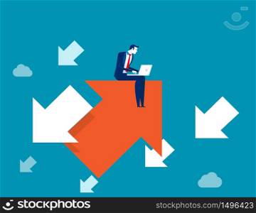 Businessman working growth direction. Concept business vector illustration, Leader, Arrows, Reverse trend.