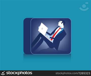 Businessman working in narrow. Concept business character vector illustration.