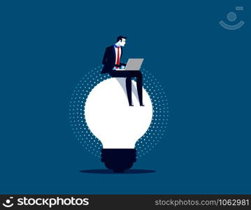 Businessman working on ideas. Concept business vector illustration.