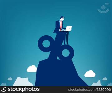 Businessman working on percentage, Concept business marketing online vector illustration, Flat business characterk, Cartoon style design.