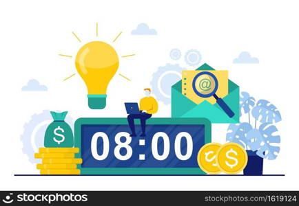 Businessman Working Time Management Business Strategy Illustration