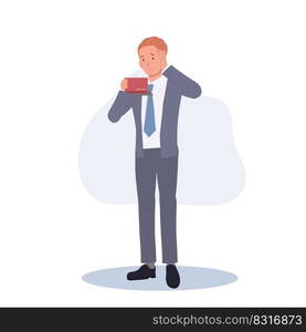 Businessman worry about money in bank account , run Out of money. financial problem, Money crisis. Vector illustration.