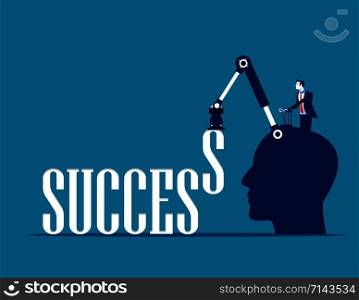Businessmen and success text. Concept business vector illustration.