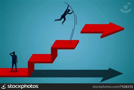 Businessmen competing go to target on the red arrow. business finance success. leadership. startup. illustration cartoon vector