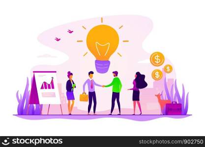 Businessmen making agreement. Brand management. Company collaboration. Partnership and agreement, cooperation and teamwork, business partners concept. Vector isolated concept creative illustration. Partnership concept vector illustration